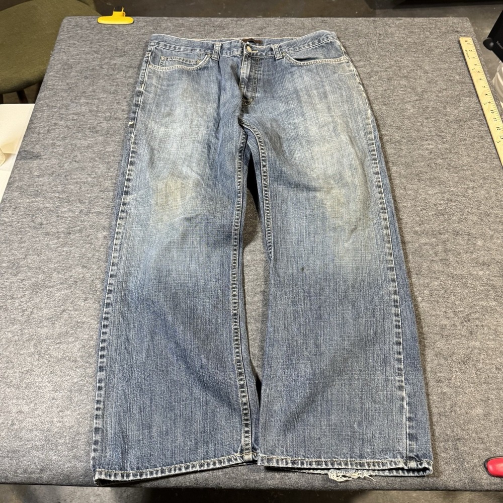 VTG Y2K Perry Ellis Wide Leg Mud Wash Jeans Mens 36x30 (35x29.5) Grunge Western